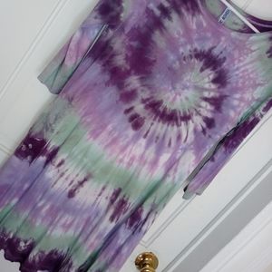 Tie Dyed Fit and Flare Skater Dress Long Sleeve Me
